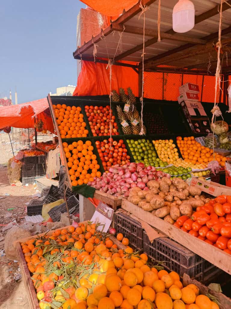 Fresh fruit and vegetables for sale at Hadibo market on Socotra Island.